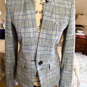Veronica Beard Blue and Black Plaid Blazer